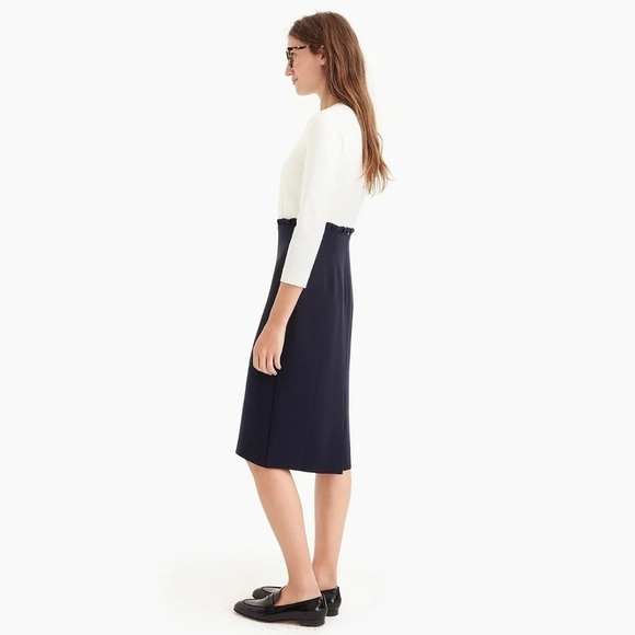 J Crew 365 Colorblock Midi Dress Ivory / Navy Size 4 Tall Business Casual Office - Picture 3 of 16